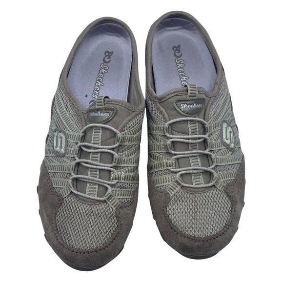 Skechers Cuddy Slip On Sneaker Mule Grey Taupe Size 6 Comfort Memory Foam - Picture 3 of 10